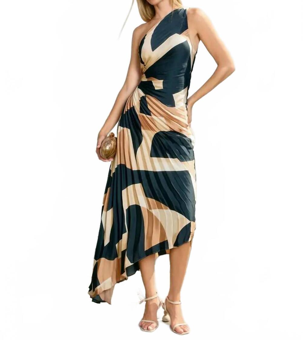 NEW DRESS FORUM asymmetric pleated cutout dress in black